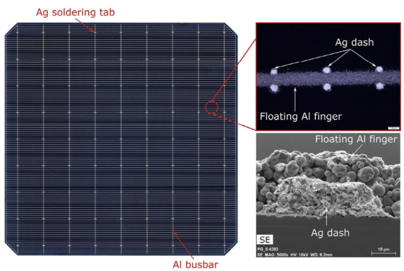 Solarna baterija izrađena od srebrnih točkica i crtica